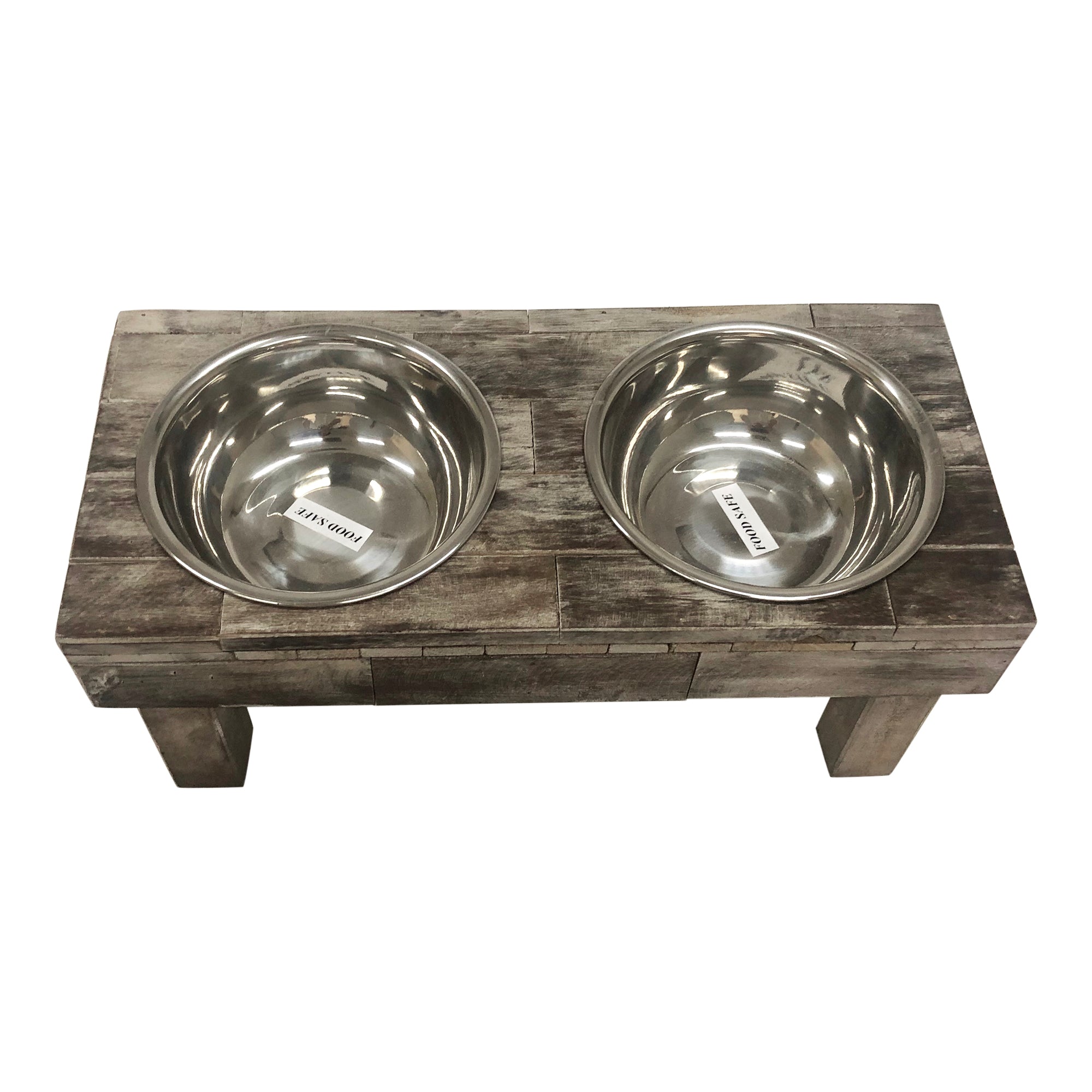 Huntley Berjen Table Double Feeder, Large Brown Wash | 02189