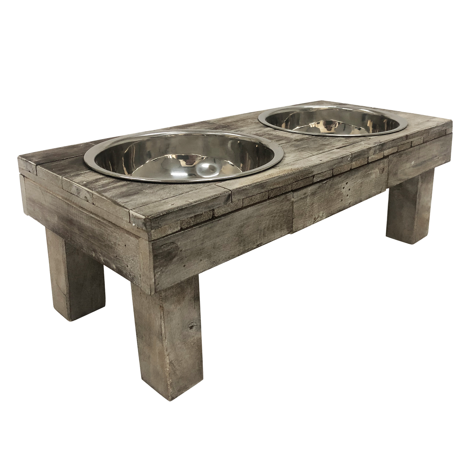 Huntley Berjen Table Double Feeder, Large Brown Wash | 02189