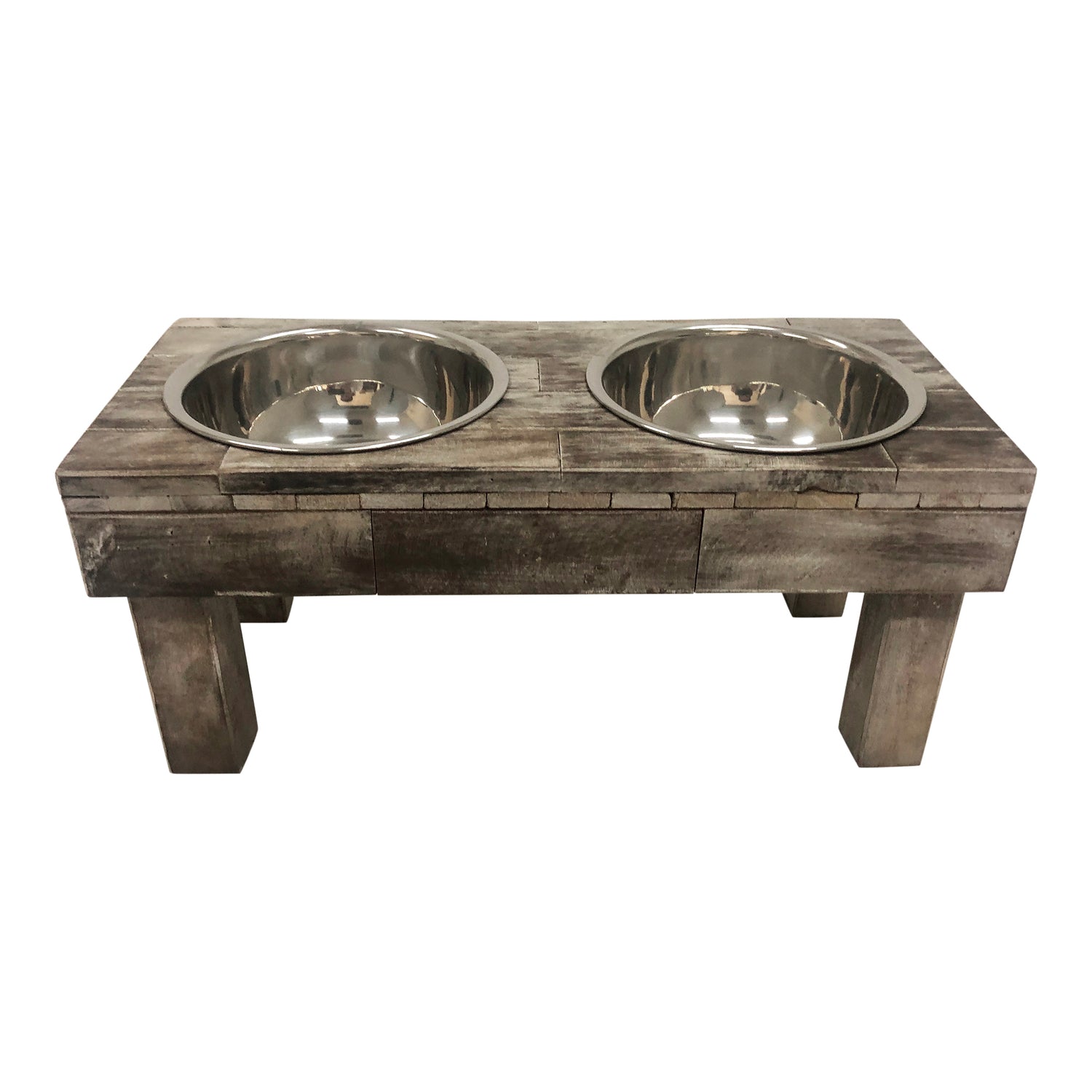 Huntley Berjen Table Double Feeder, Large Brown Wash | 02189