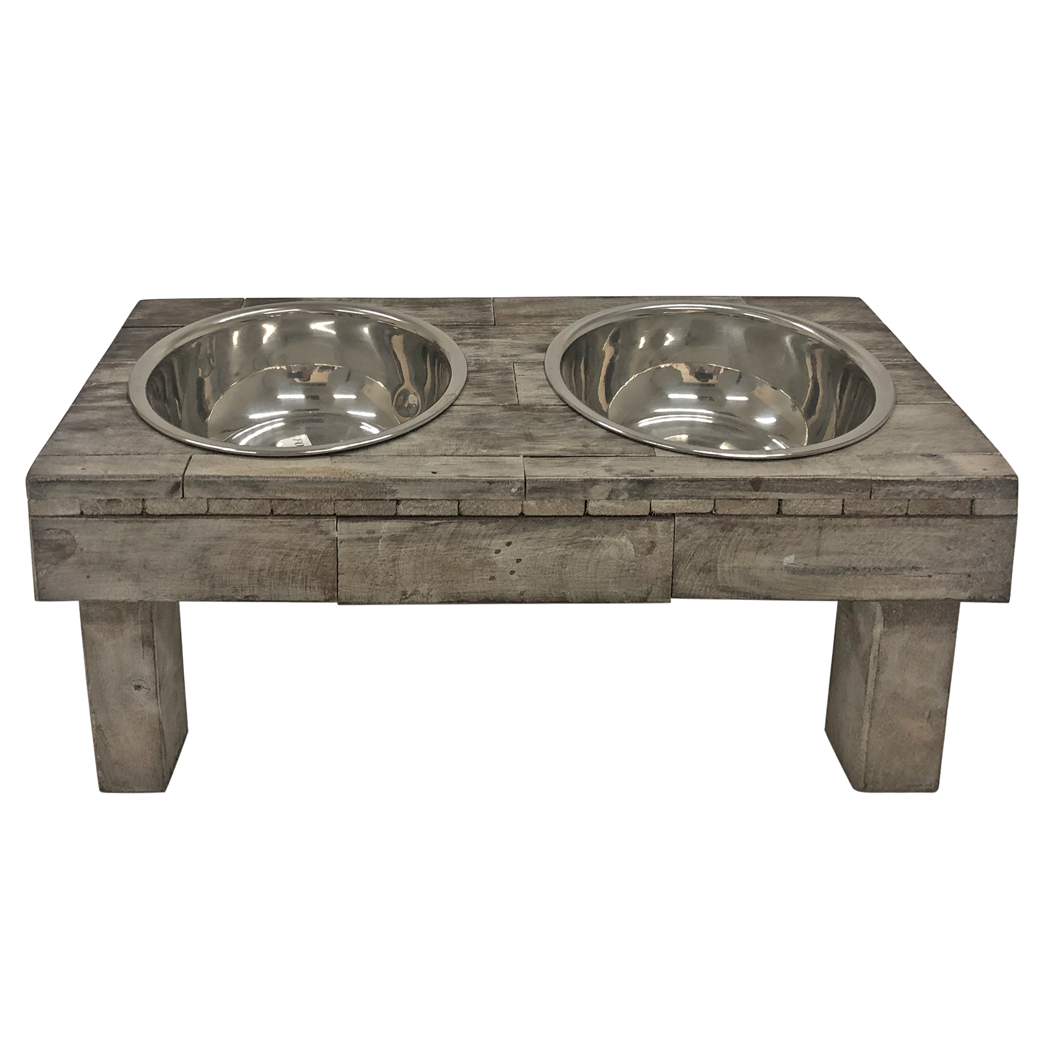 Huntley Berjen Table Double Feeder, Small Brown Wash | 02191