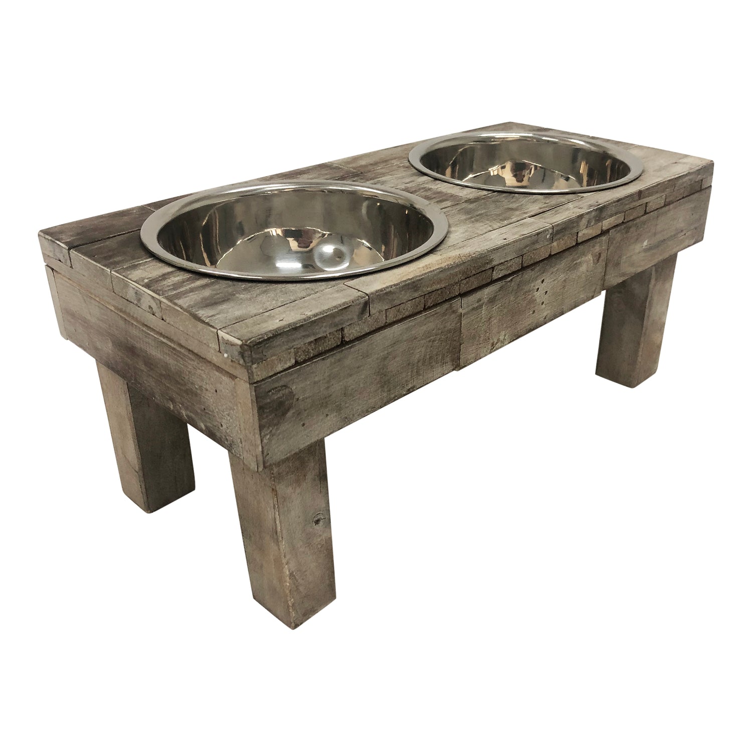 Huntley Berjen Table Double Feeder, Small Brown Wash | 02191