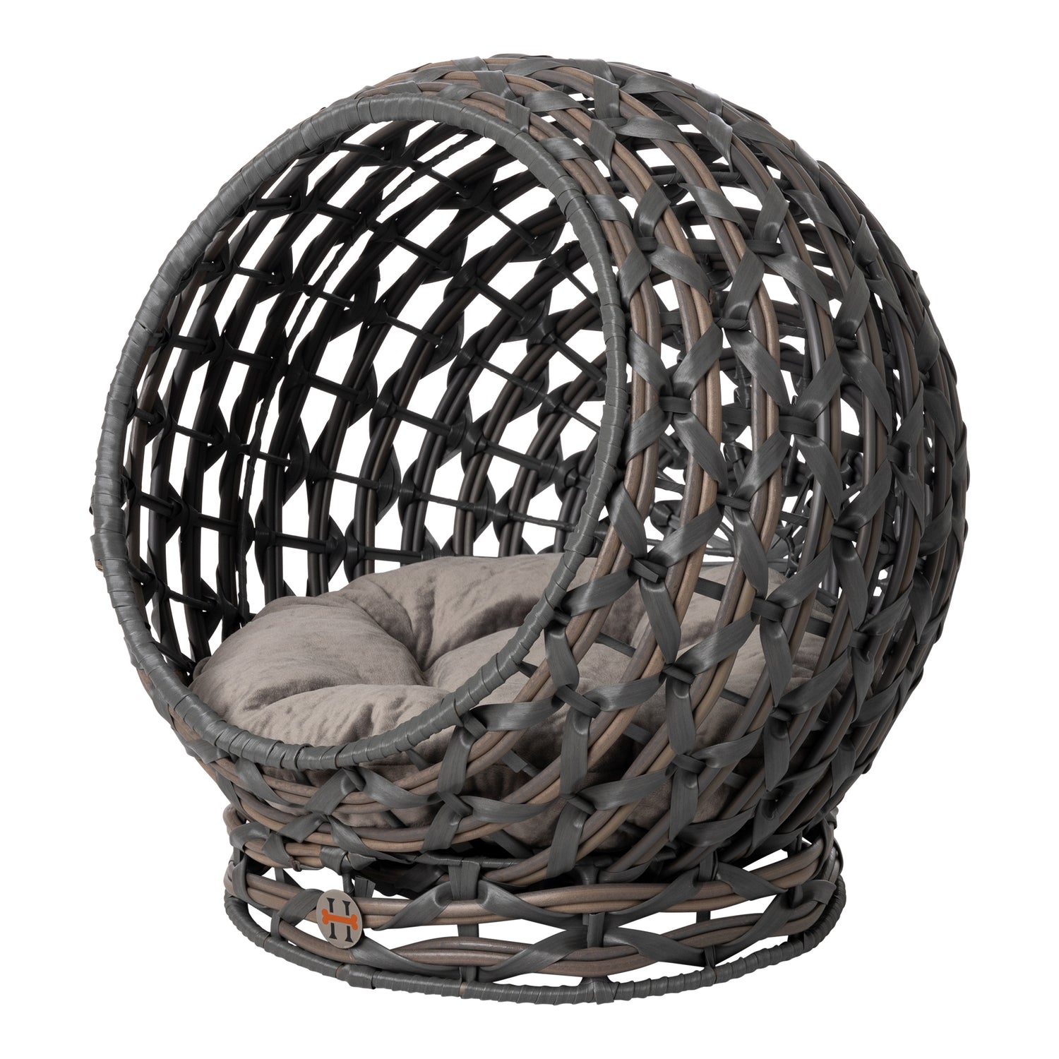 Huntley Hemisphere Rattan Pet Bed, Grey | 02196