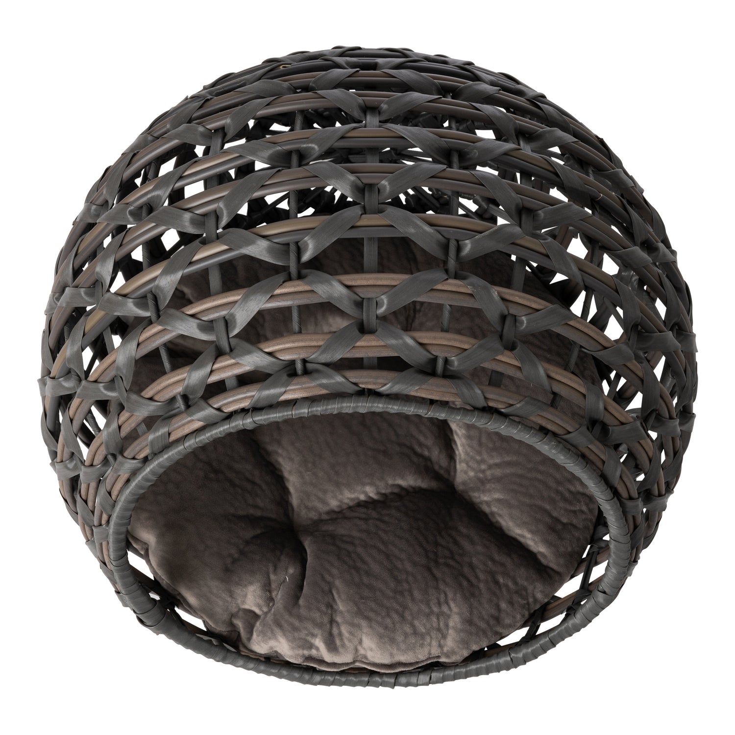 Huntley Hemisphere Rattan Pet Bed, Grey | 02196