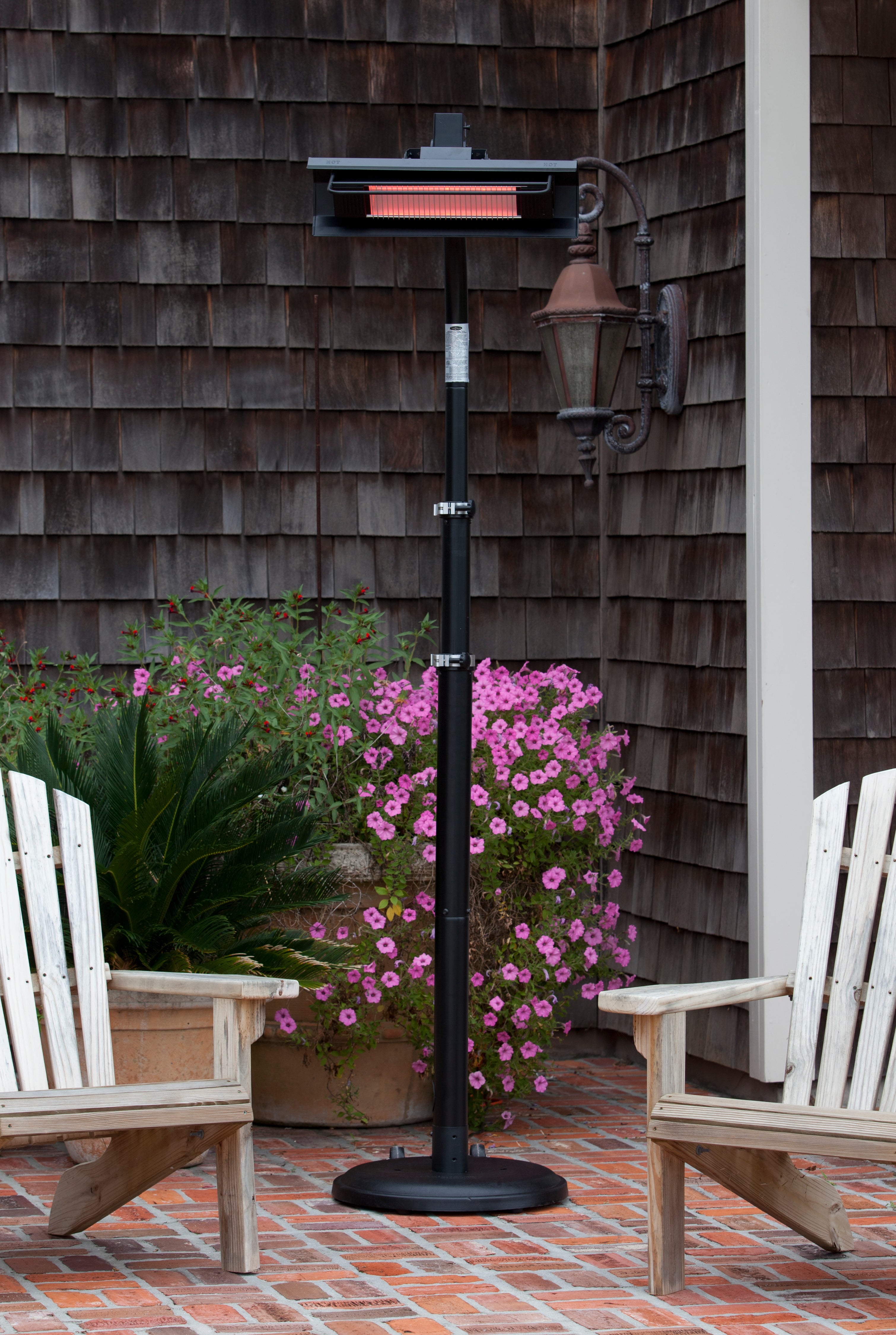 Black Powder Coated Steel Telescoping Offset Pole Mounted Infrared Patio Heater | 02678