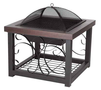 Hammer Tone Bronze Finish Cocktail Table Fire Pit | 61331