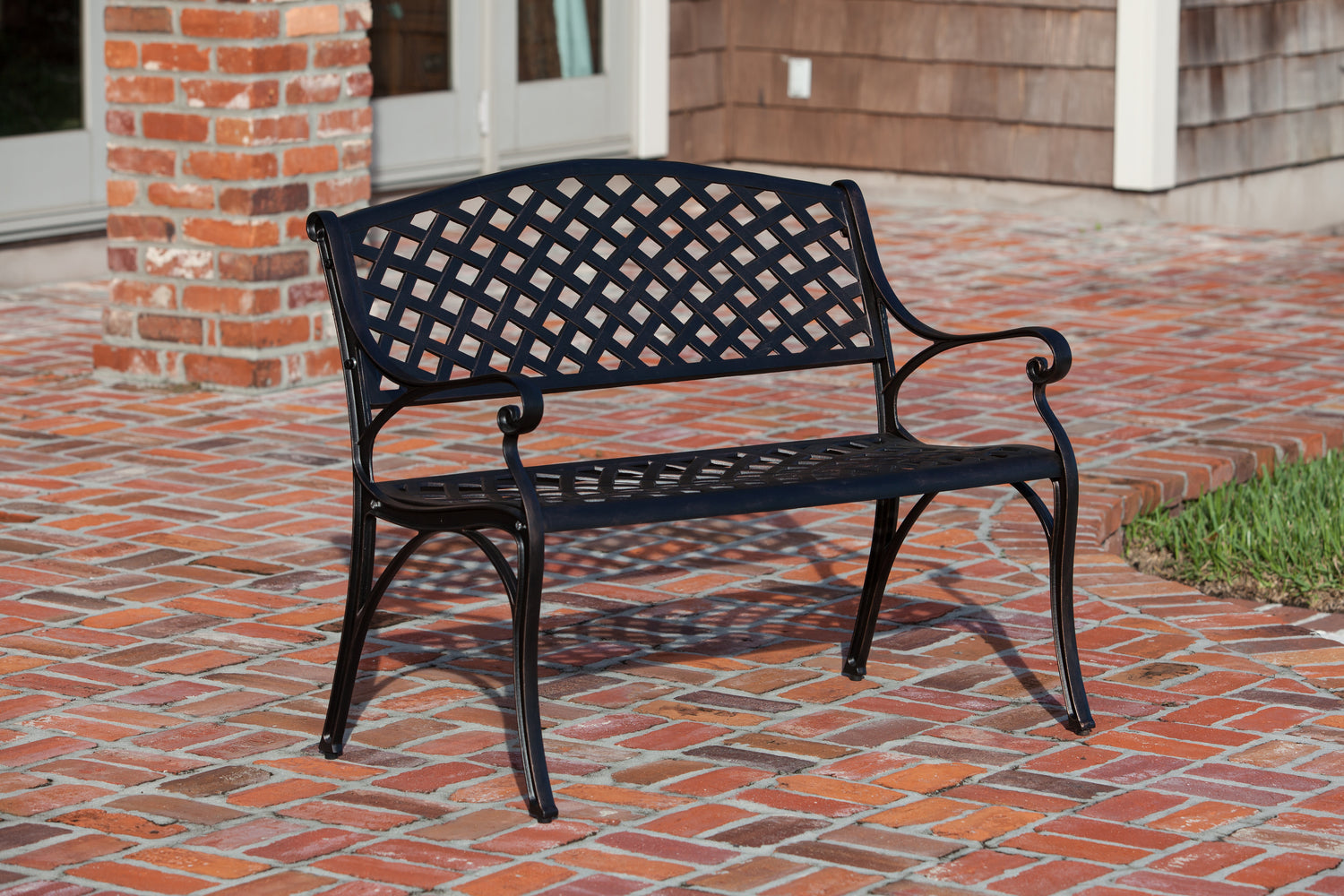 Antique Bronze Cast Aluminum Patio Bench | 61491