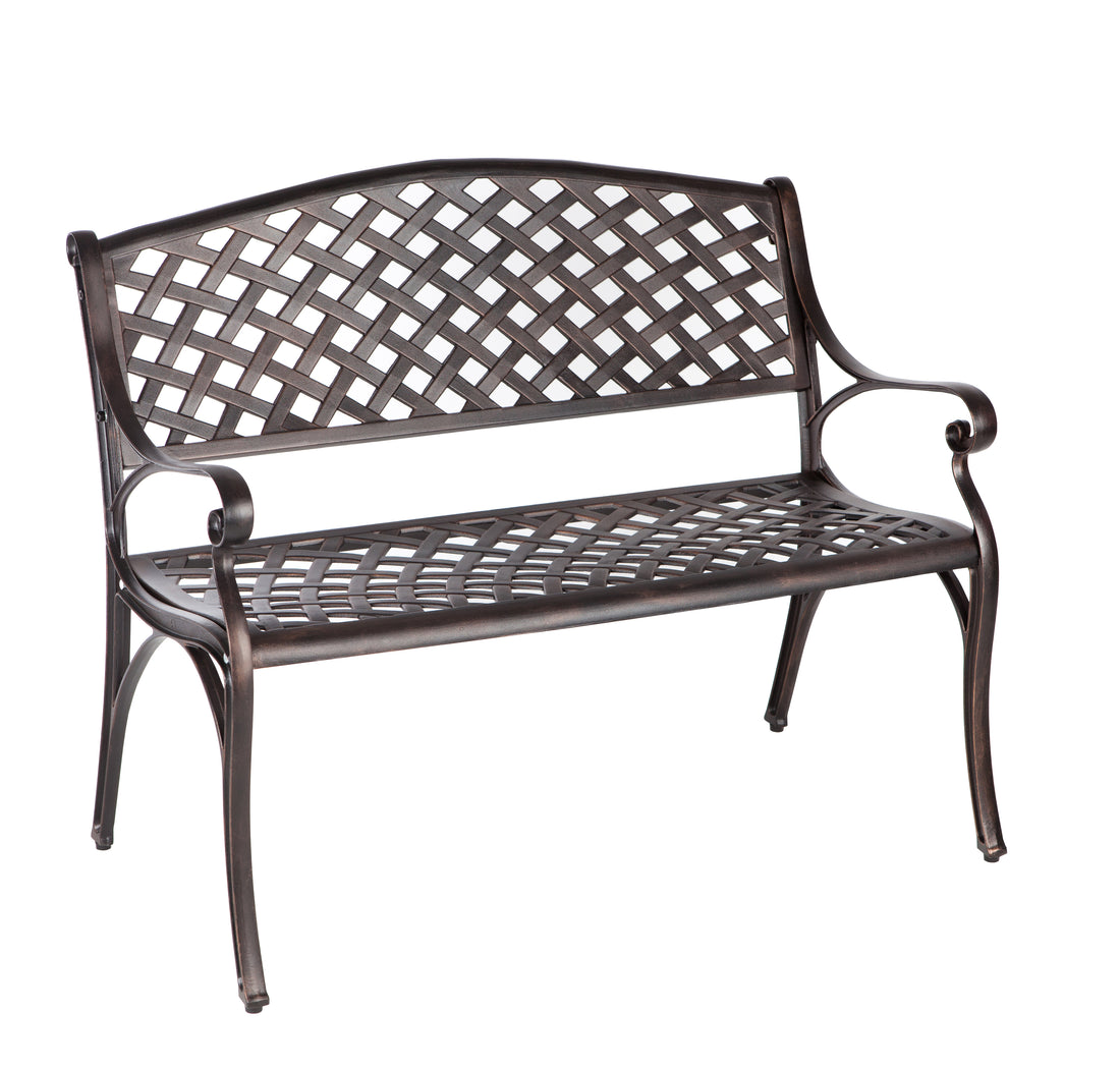 Antique Bronze Cast Aluminum Patio Bench | 61491