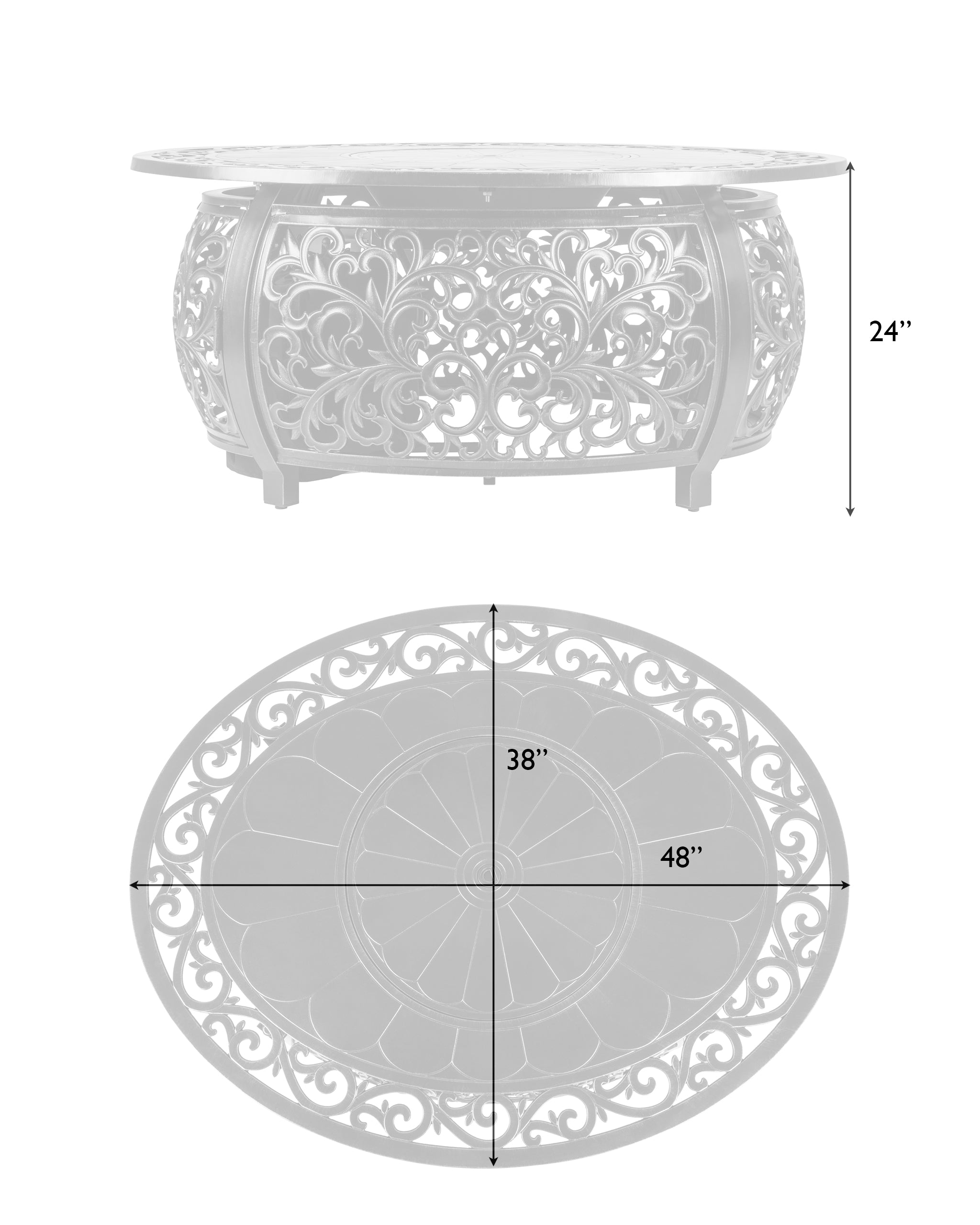 Toulon Oval Aluminum LPG Fire Pit | 62198