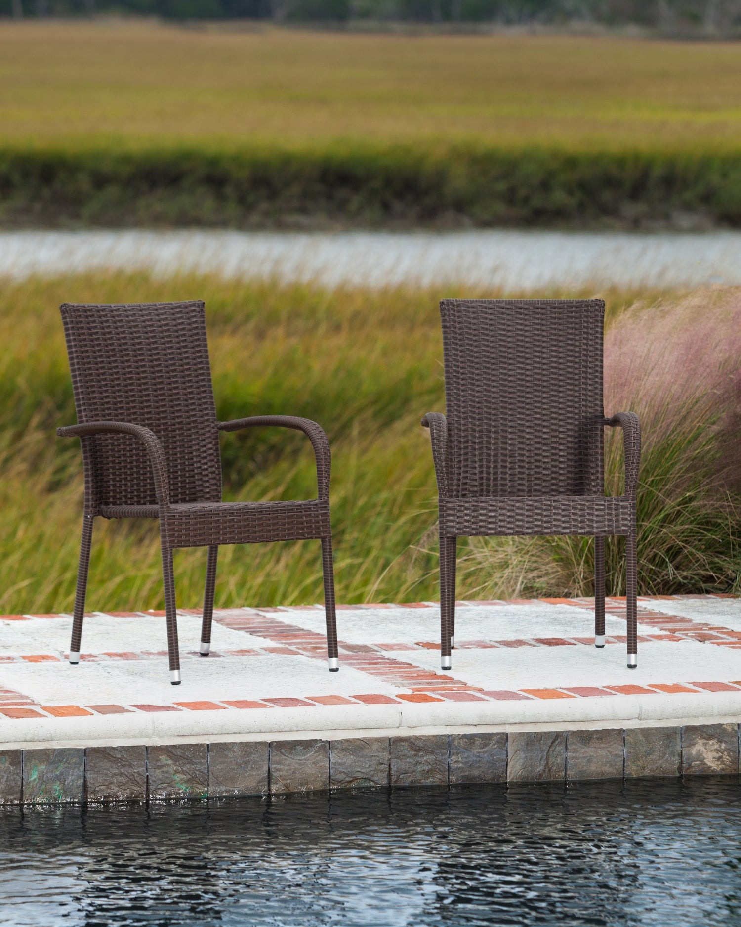 Morgan Outdoor Wicker Chair - Mocha - Set of 4 | 62664