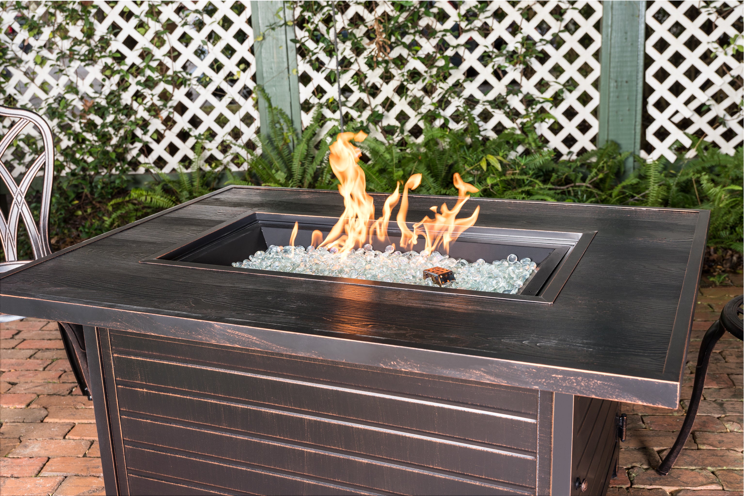 Sawyer Brushed Bronze Rectangle Aluminum LPG Fire Pit | 62734