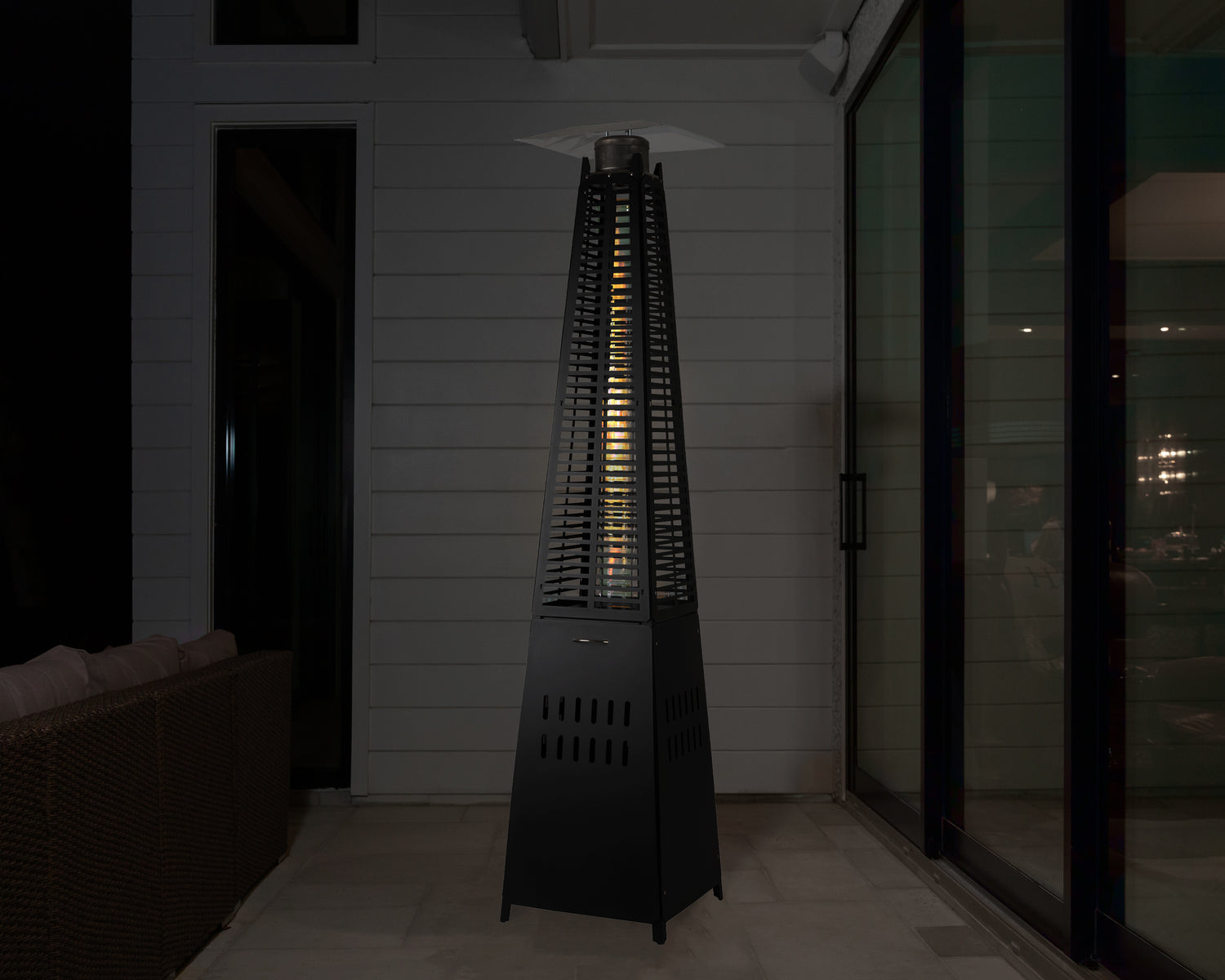 Modern Pyramid Flame Patio Heater, Black | 63099