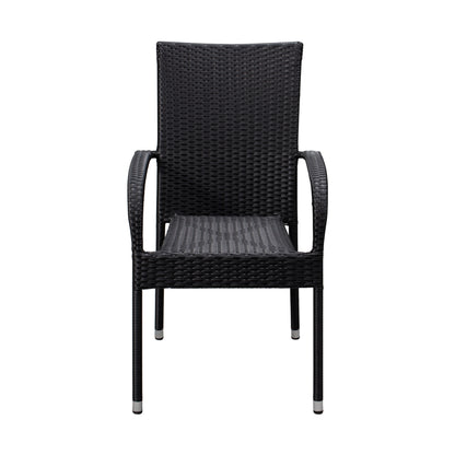 Morgan Outdoor Wicker Chair - Black - Set of 4 | 63166