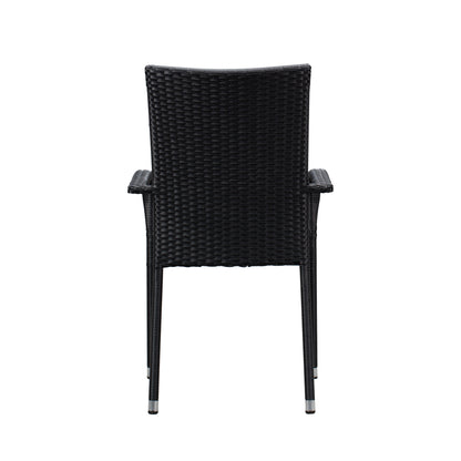 Morgan Outdoor Wicker Chair - Black - Set of 4 | 63166