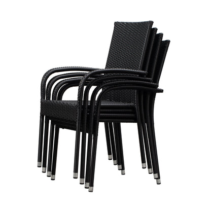 Morgan Outdoor Wicker Chair - Black - Set of 4 | 63166