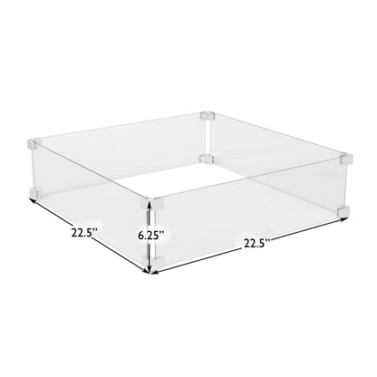 Tempered Glass Wind Guard for Square Fire Pits | 63247