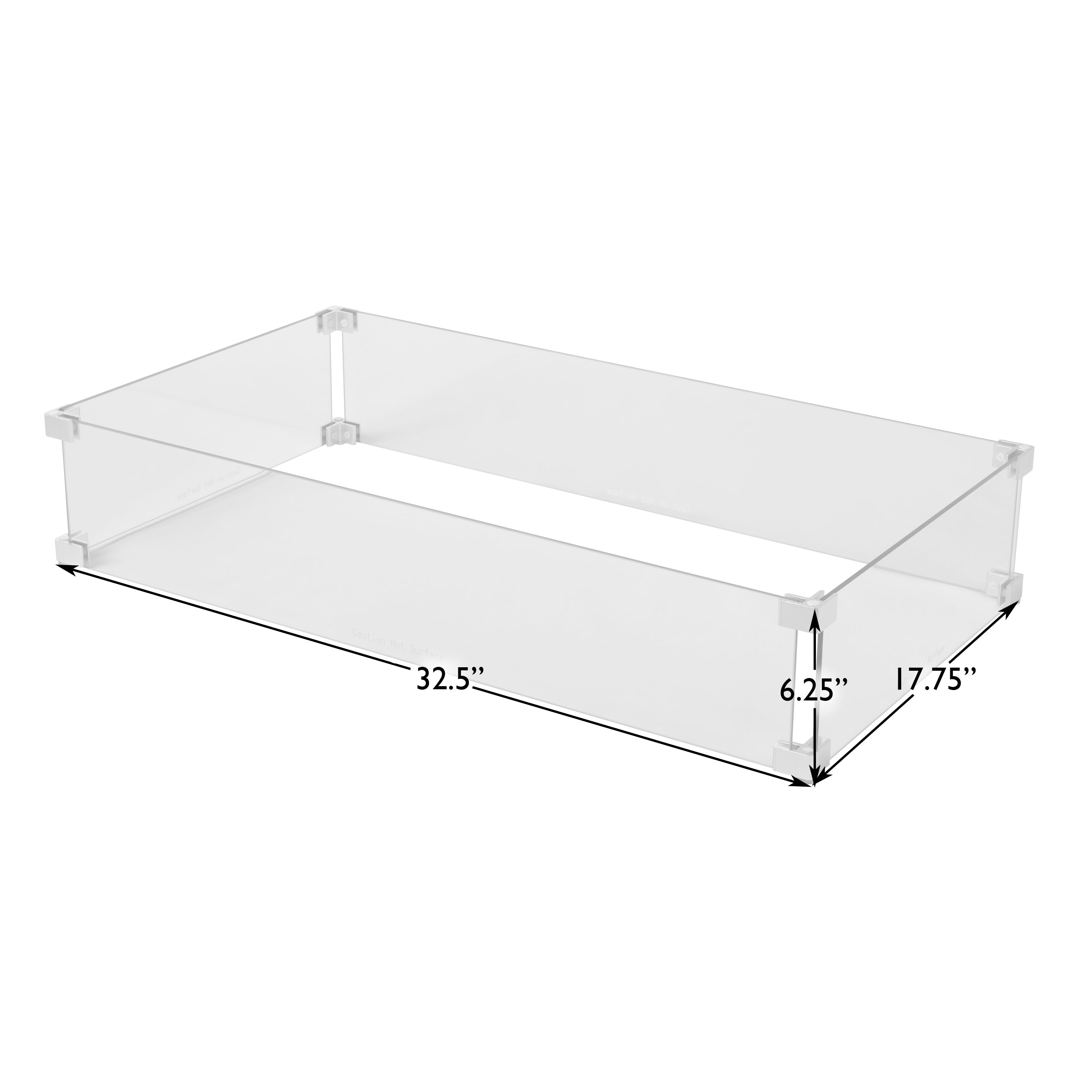 Tempered Glass Wind Guard for Rectangular Fire Pits | 63248