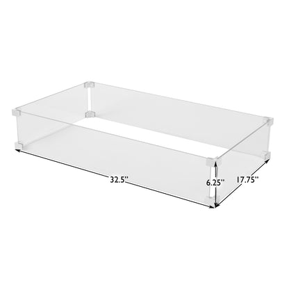 Tempered Glass Wind Guard for Rectangular Fire Pits | 63248