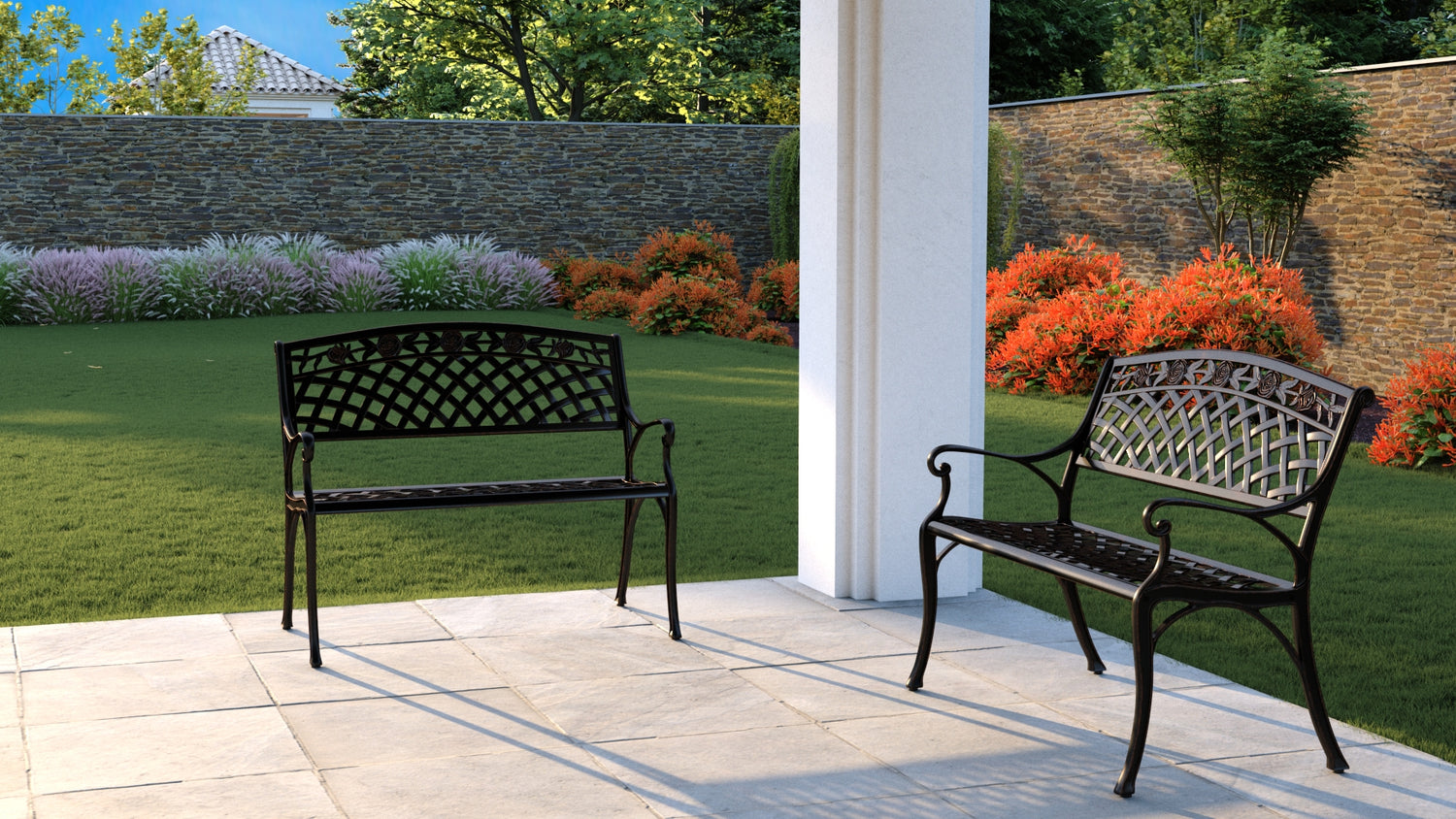 Scarlet Aluminum Patio Bench in Antique Bronze | 63285