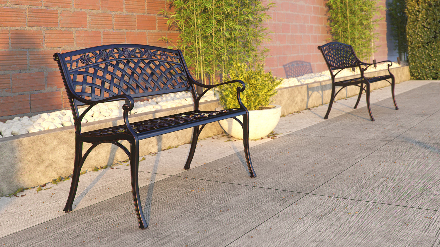 Scarlet Aluminum Patio Bench in Antique Bronze | 63285