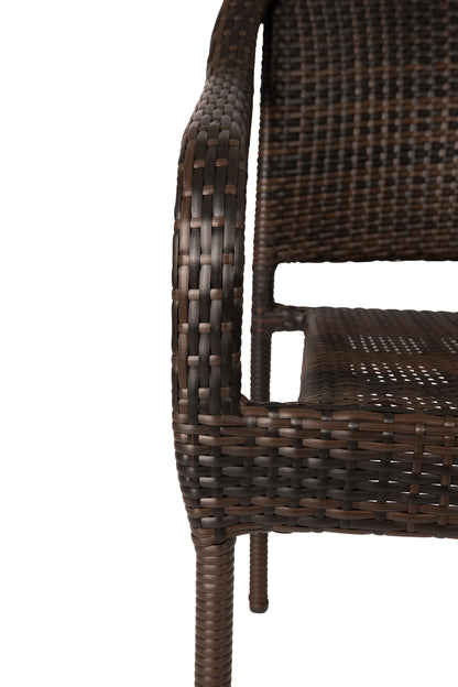 Rhodos Café Stacking Chair in Mocha All-weather Wicker - 4pk | 63490