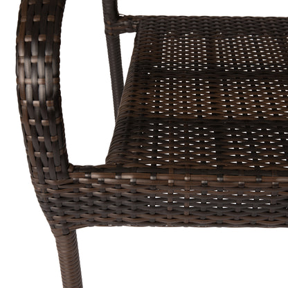 Rhodos Café Stacking Chair in Mocha All-weather Wicker - 4pk | 63490