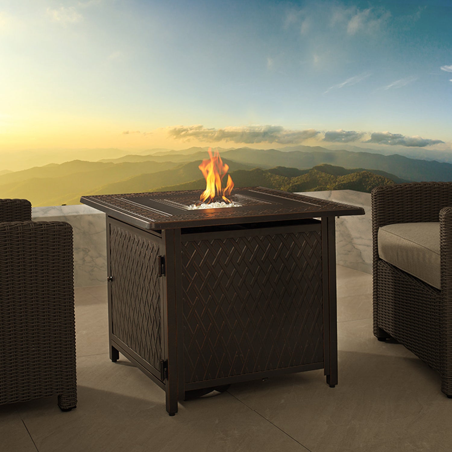 Downey 32&quot; Square Aluminum LPG/NG Fire Pit | 63693