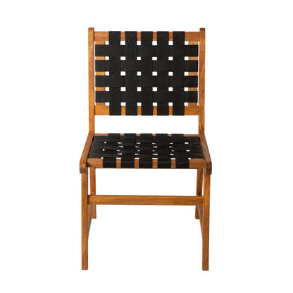 Sava Indoor-Outdoor Armless Dining Side Chair in Black Webbing | 63710