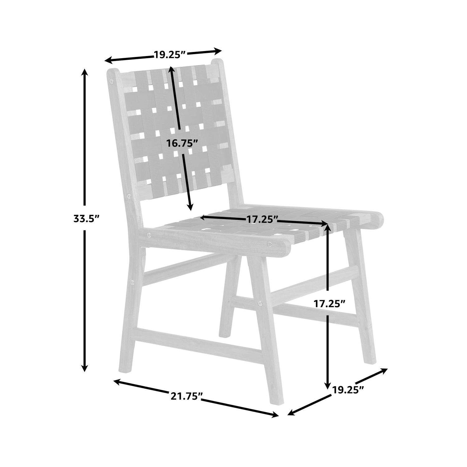 Sava Indoor-Outdoor Armless Dining Side Chair in Black Webbing | 63710