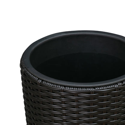 Noah Round Wicker Planter 2-piece Set in Black | 63741