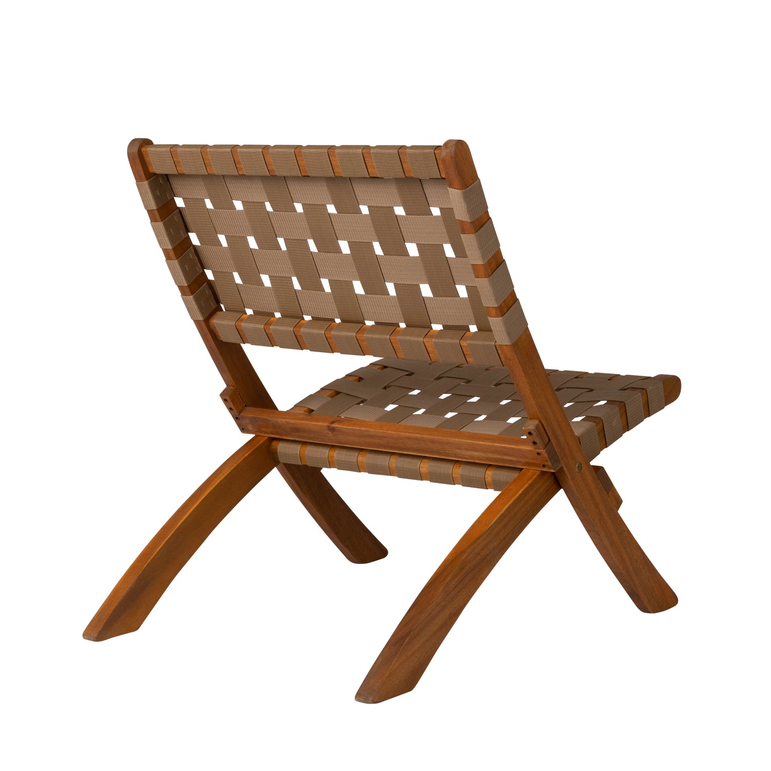 Sava Indoor-Outdoor Folding Chair in Brown Webbing | 64098