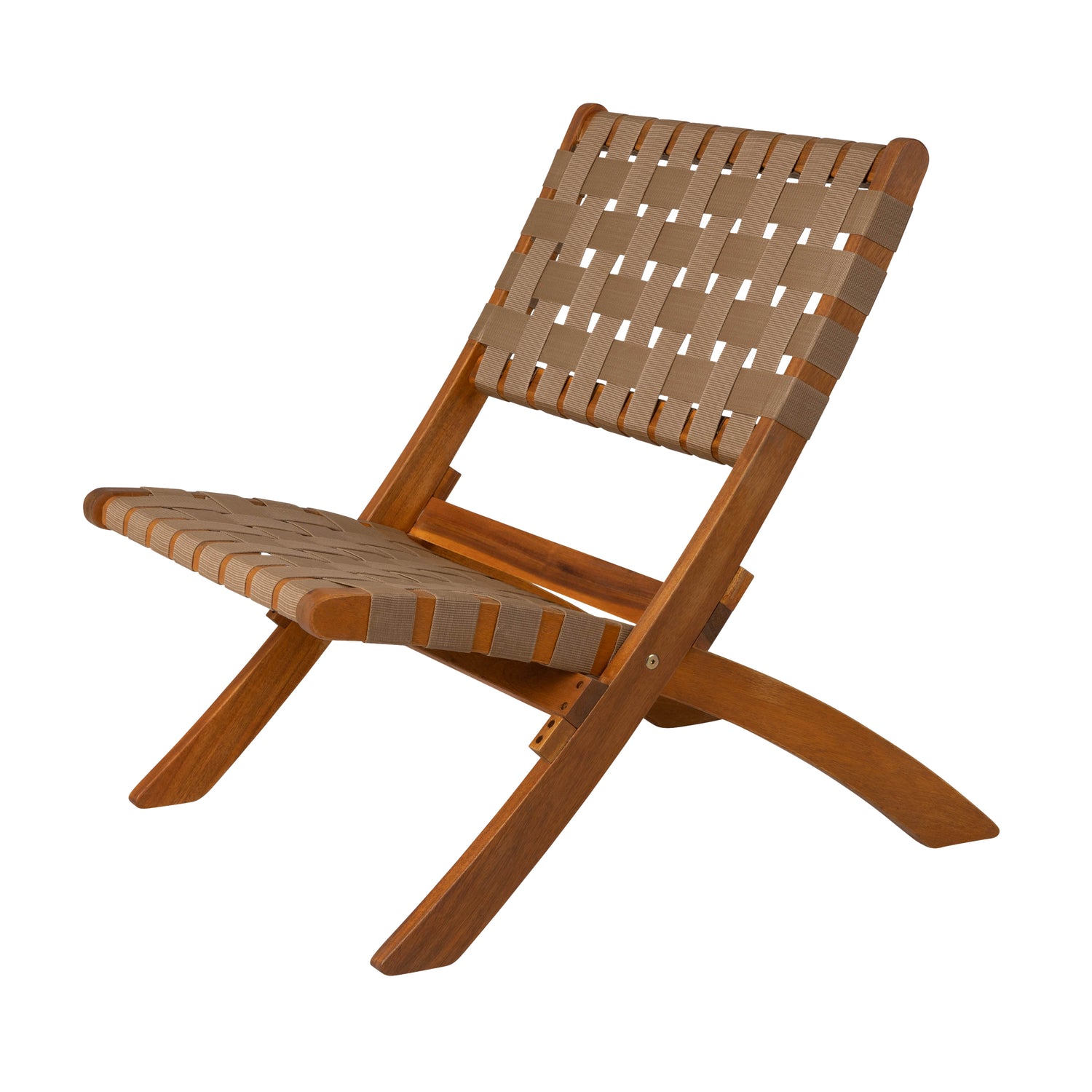 Sava Indoor-Outdoor Folding Chair in Brown Webbing | 64098