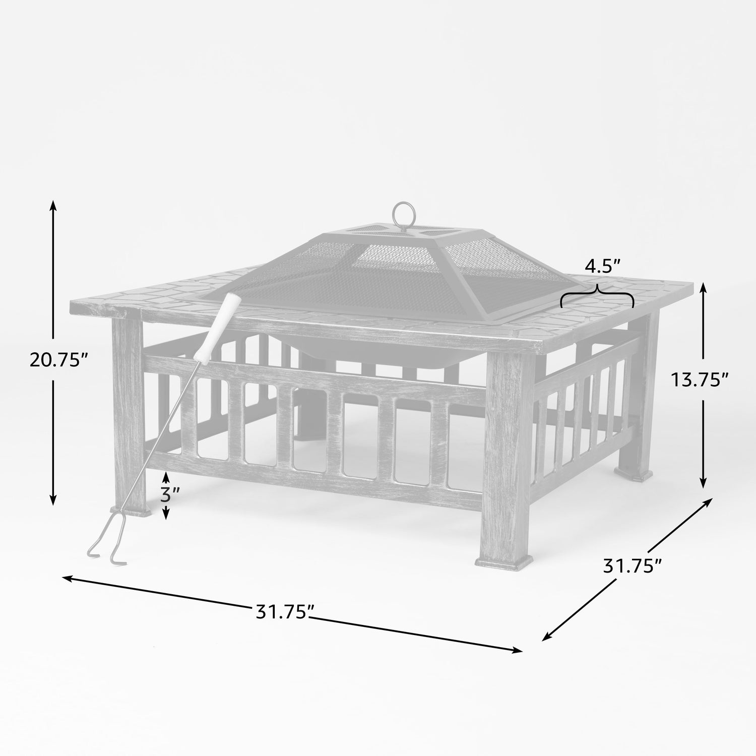 Foxdale Square Wood-Burning Fire Pit | 64099