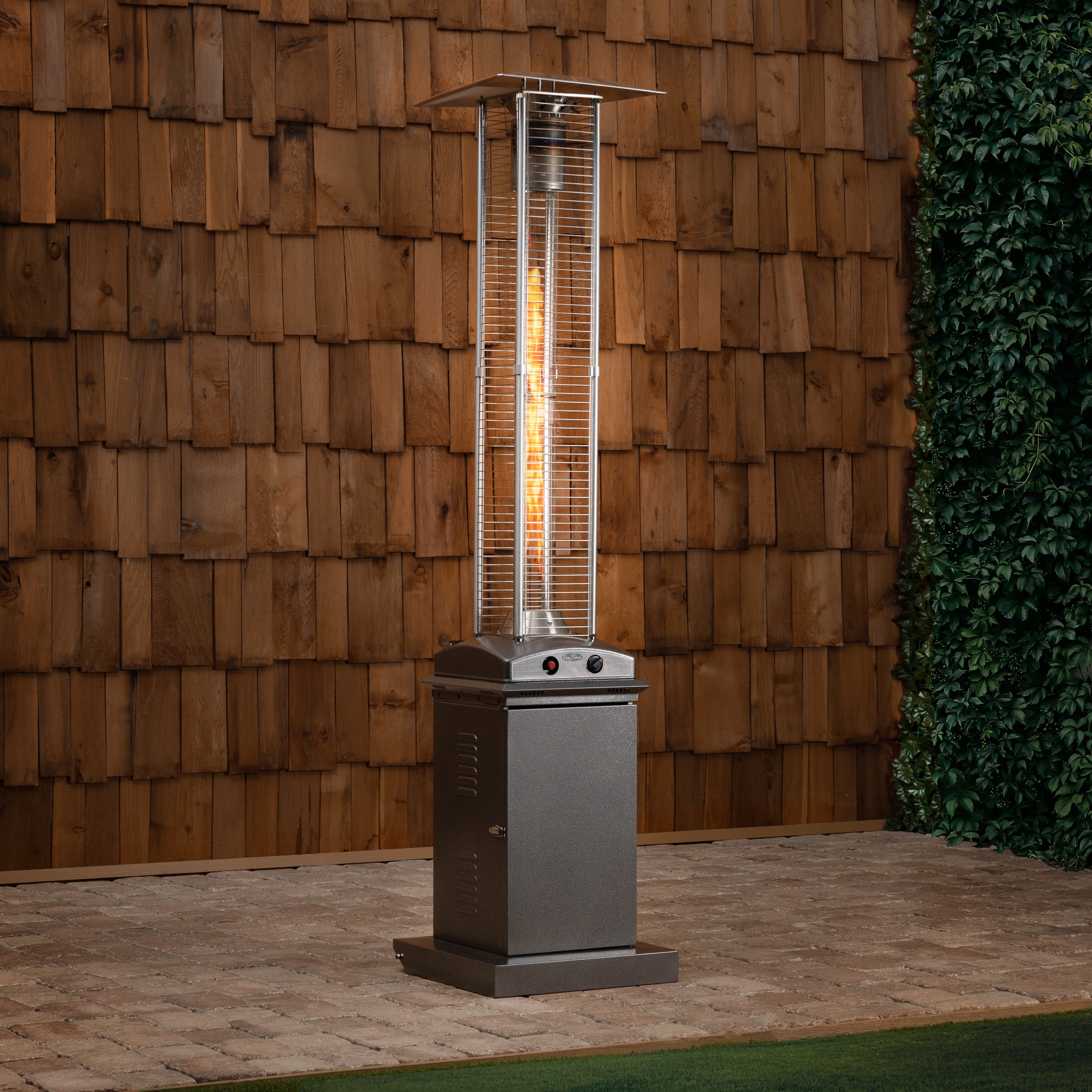 Square Patio Flame Heater in Hammered Platinum | 64361