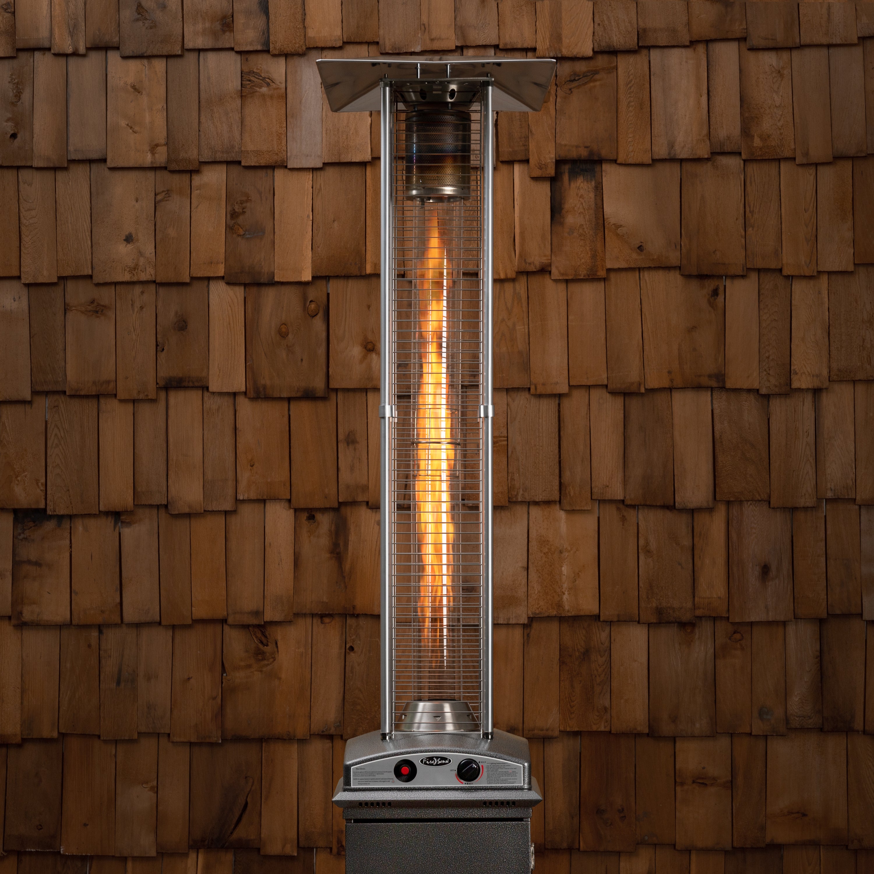 Square Patio Flame Heater in Hammered Platinum | 64361