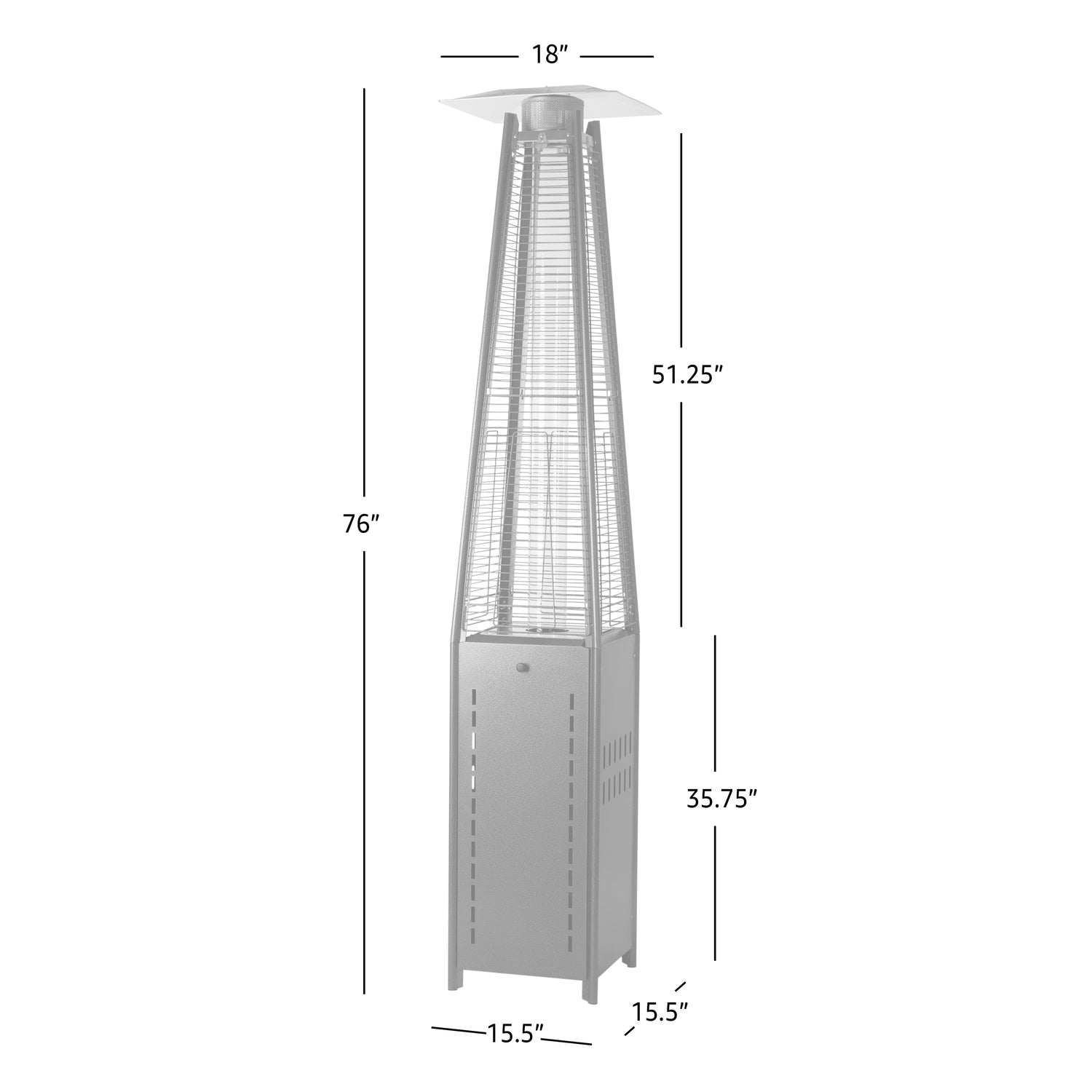 Square Pyramid Flame Patio Heater in Hammered Platinum | 64381