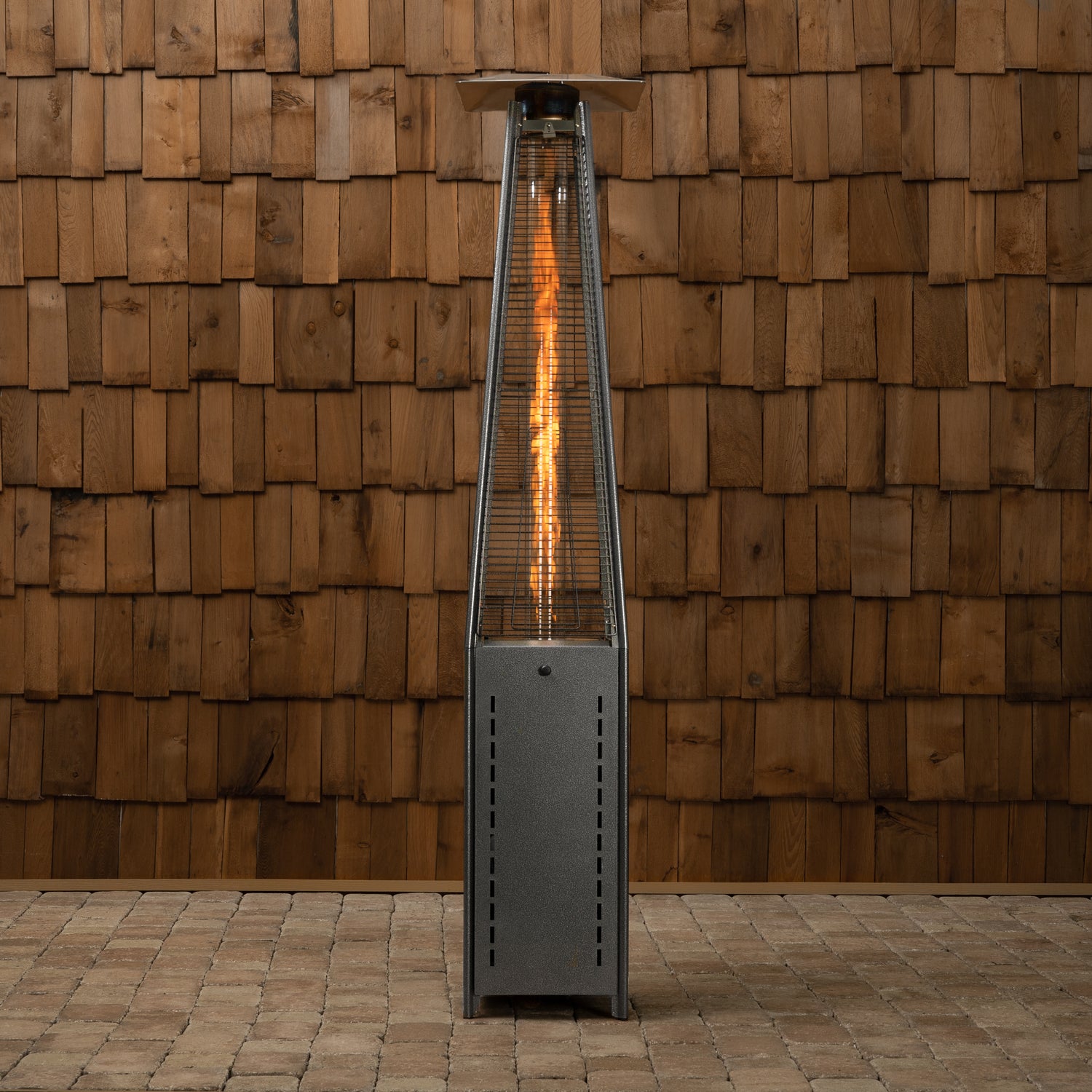 Square Pyramid Flame Patio Heater in Hammered Platinum | 64381