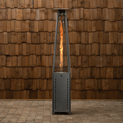 Square Pyramid Flame Patio Heater in Hammered Platinum | 64381