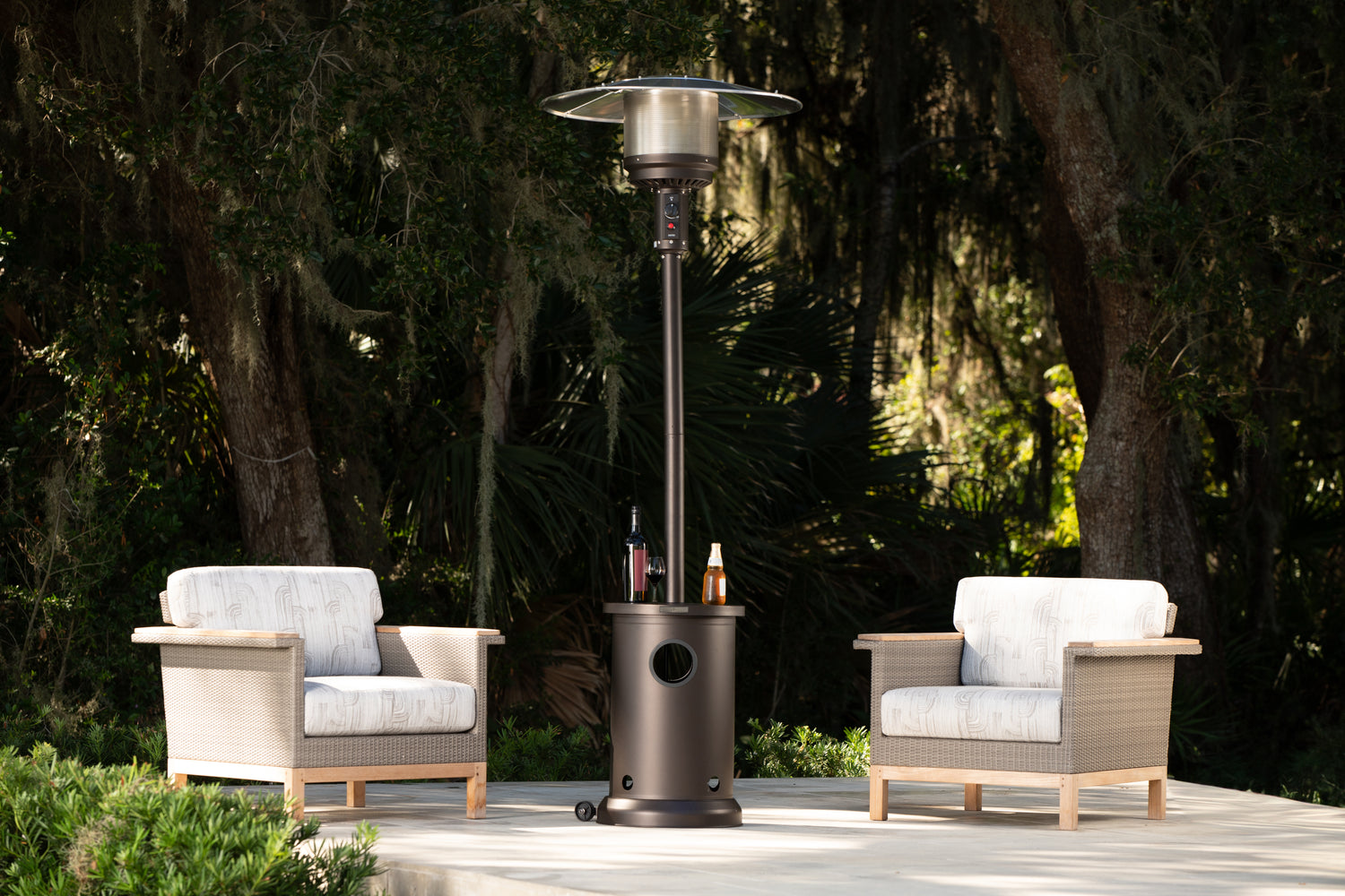 Mocha Finish Patio Heater with Table | 65264