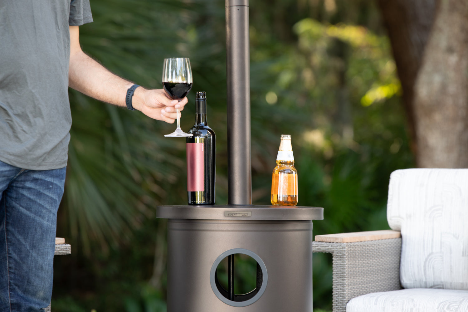 Mocha Finish Patio Heater with Table | 65264