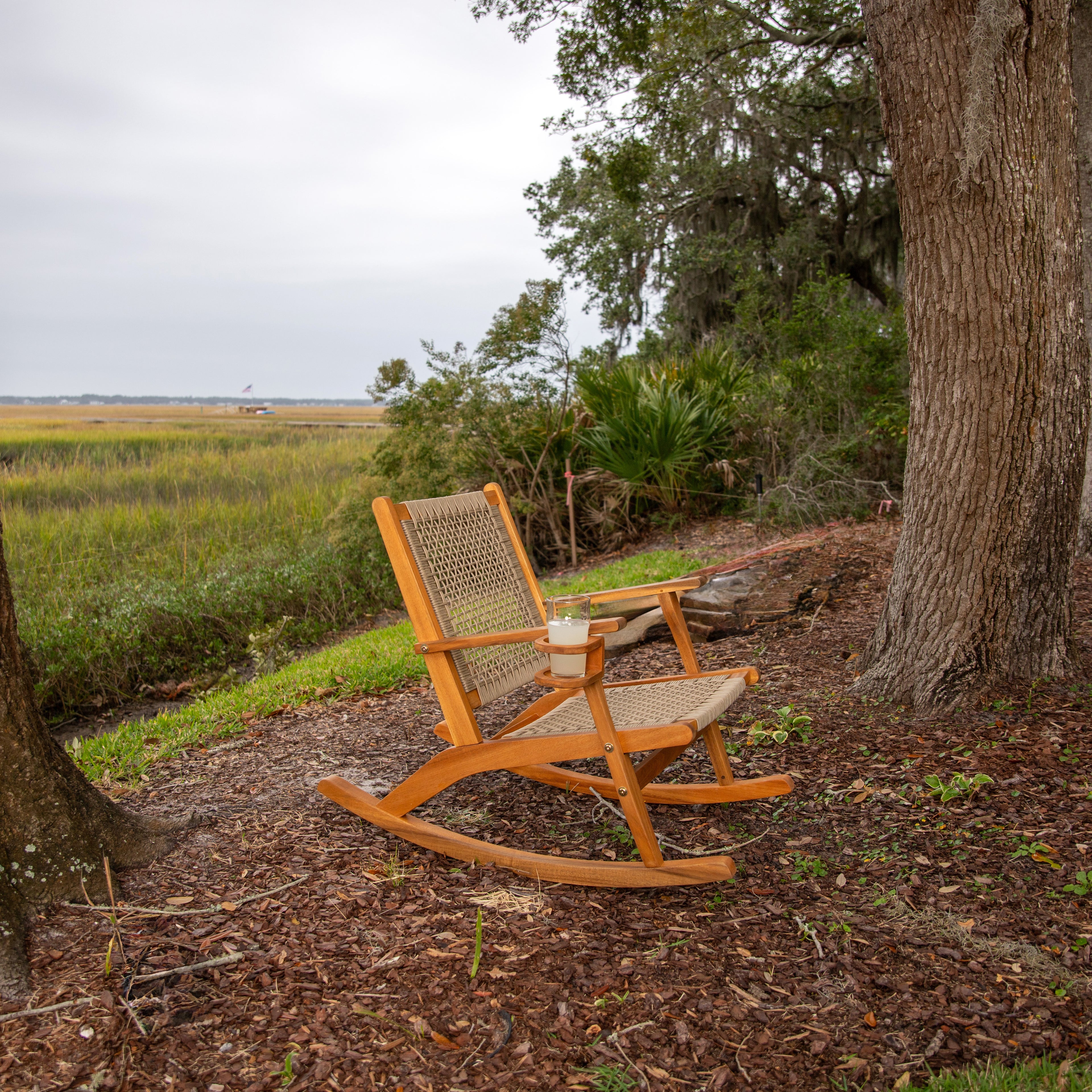 Vega Outdoor Rocking Chair with Beverage Holder | 65245