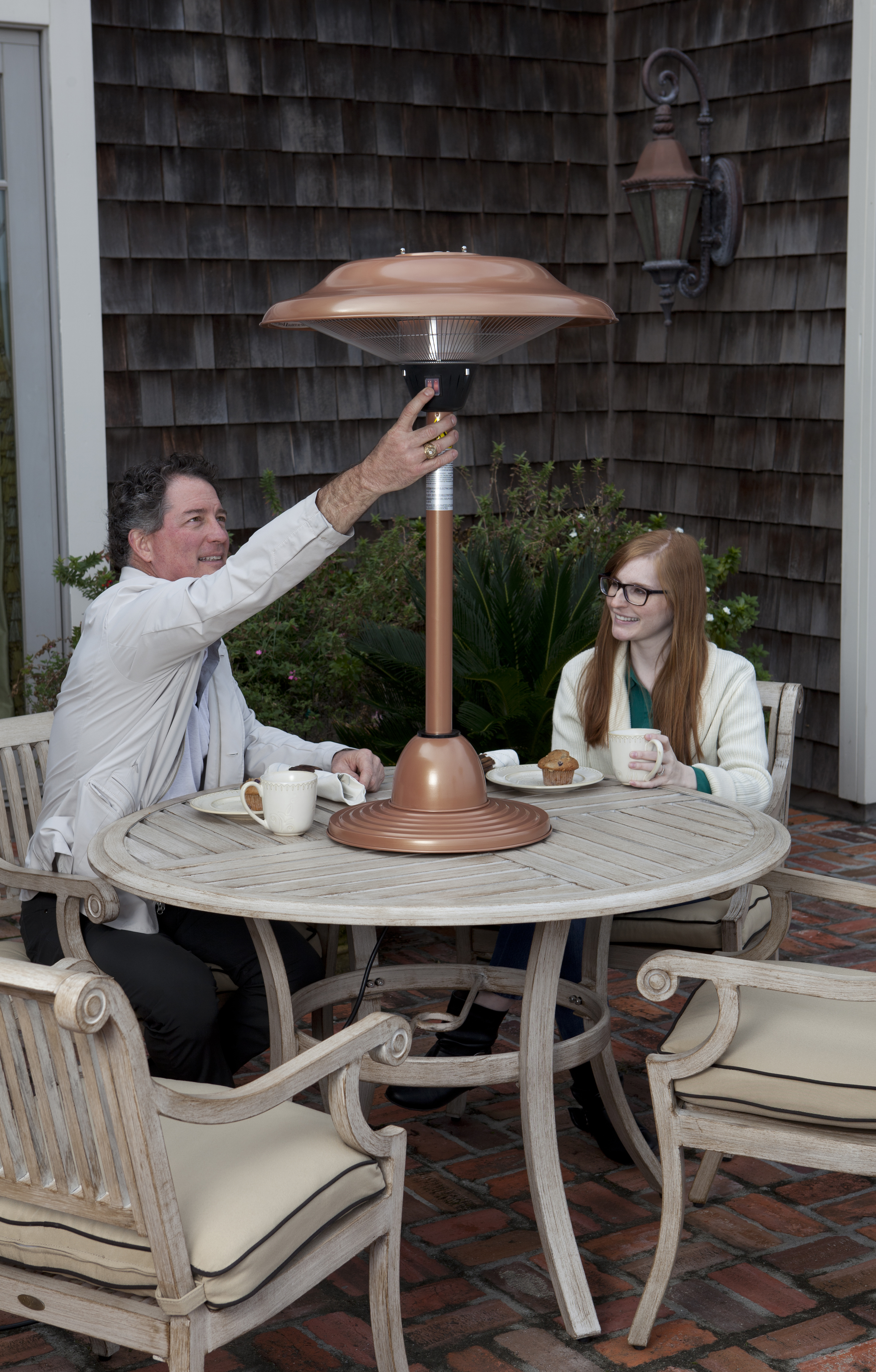 Copper Finish Table Top Round Halogen Patio Heater | Well Traveled Living